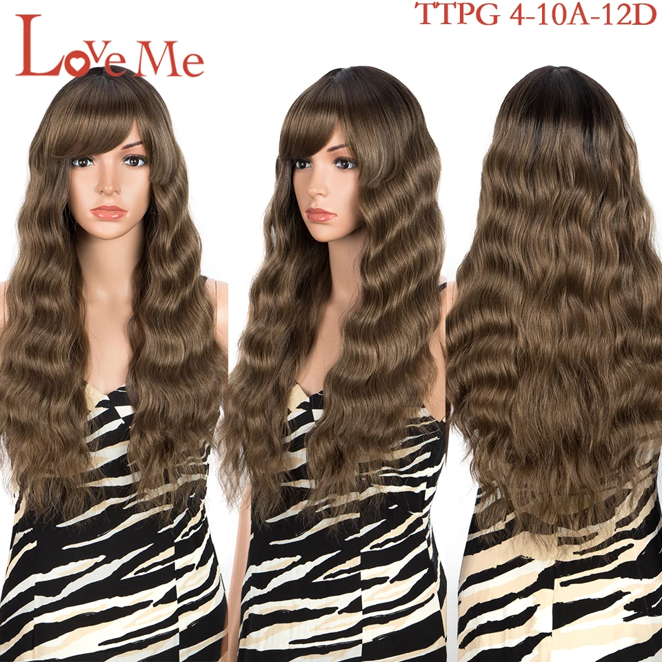 

Long Water Wave Synthetic Wigs 23 Inch Blonde Brown Red Black High Temperature Fibers Cosplay Lolita Party Fake Hairs LOVE ME