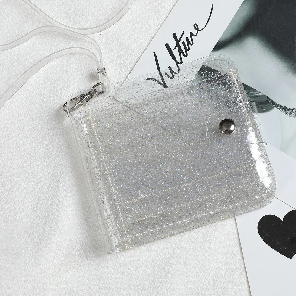 Mini Jelly Laser Photo Album Bag Student Star-chasing Girl Campus Transparent Hanging Neck Card Sleeve Portable Card Holder images - 6