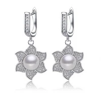 meibapj 10 11mm natural freshwater pearl fashion flower drop earrings real 925 sterling silver fine charm jewelry for women