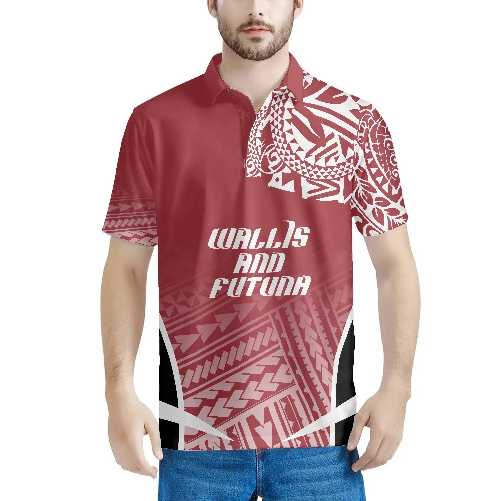 

Men Clothes 2022 Wallis Printing Red Polo Shirt Men Summer Tops Cotton Short Sleeve Two-Button Lapel Classic & Business Homme