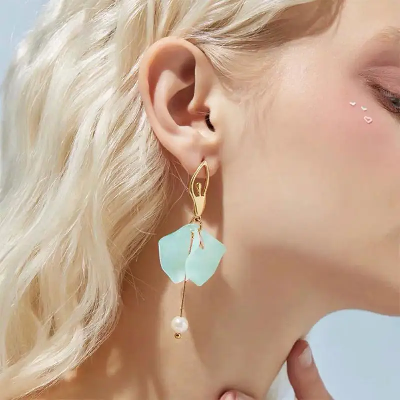 

Resin Flower Pearl Earrings Ballet Girl Long Tassel Dangle Earrings Wedding Party Jewelry Gift Bohemia Flower Drop Earrings
