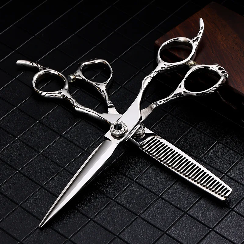 

Professional 6.0 Inch Barber Shop 440C Hair Scissor 20-25% V-tooth Thinning Scissors and Cutting Clipper Haircut Trim Shears