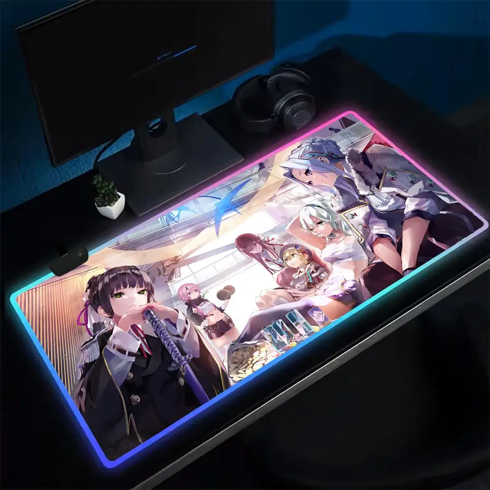 H-Heaven Burns Red Mouse Pad Anime Gaming LED Table Pads Backlit Rubber Desktop XXL Mousepad RGB Desk Mats