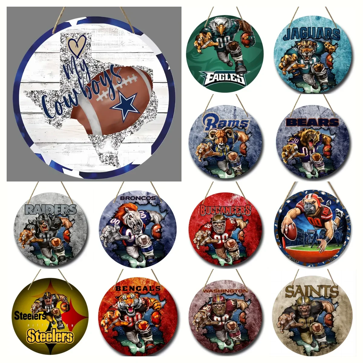 Круглый деревянный знак американского футбола домашний праздничный праздник