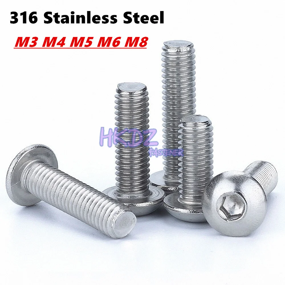 

M1.6 M2 M2.5 M3 M4 M5 M6 M8 304 Stainless Steel Hexagon Hex Socket Head Button Allen Bolt Screw Length 2-100mm