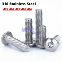 m1 6 m2 m2 5 m3 m4 m5 m6 m8 304 stainless steel hexagon hex socket head button allen bolt screw length 2 100mm