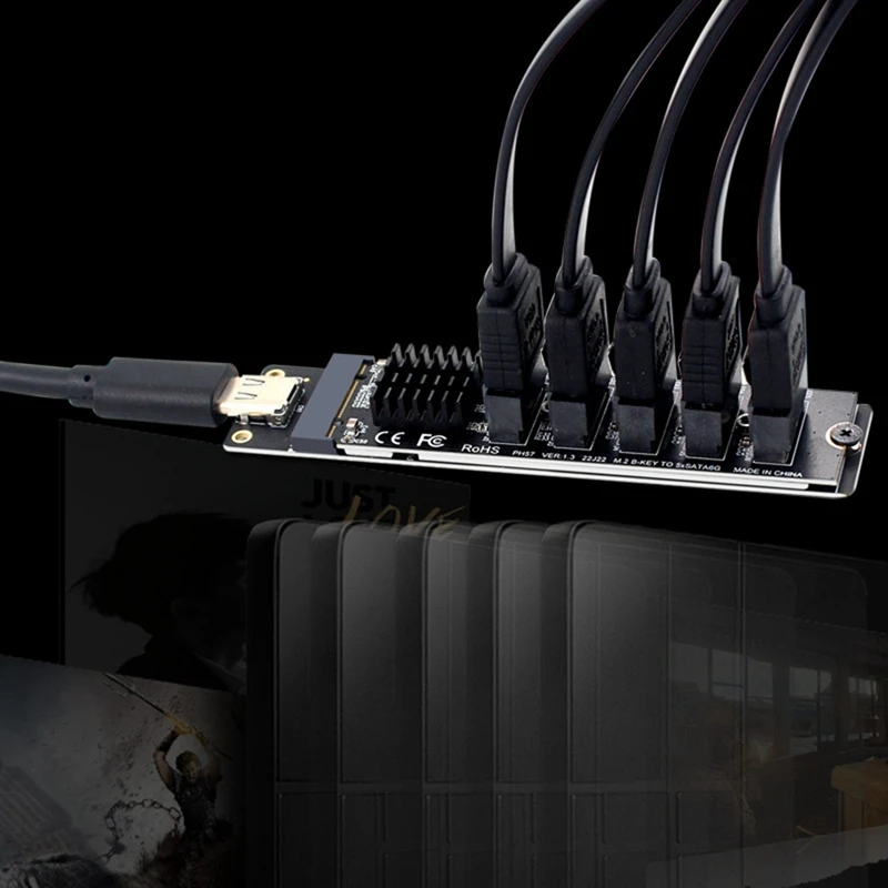 TYPE-C To SATA3.0 5 Ports Adapter Converter Card 6Gbps USB10G JM575+JMS580 For SATA SSD HDD Expansion