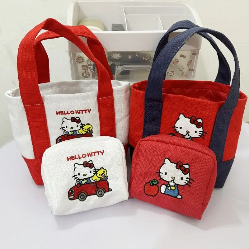 Новая холщовая сумка с вышивкой Hello Kitty в стиле аниме милый мультфильм Sanrio