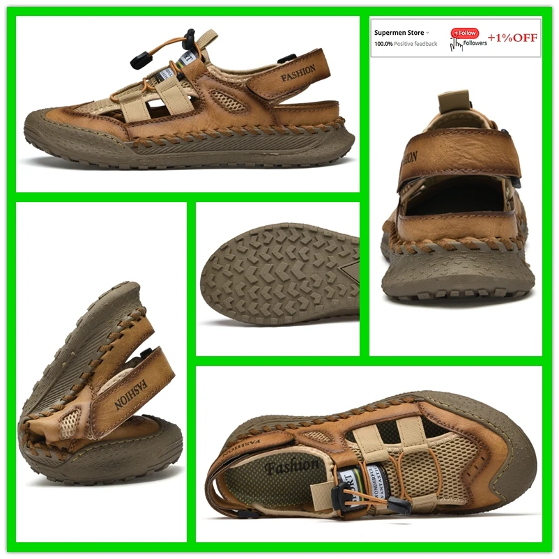 Сандалии мужские кожаные Классические римские сандалии уличные кроссовки