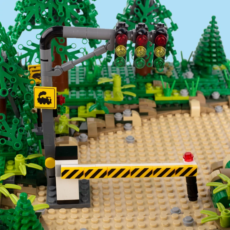 Совместимый город мини-дорожный фонарь уличный вид дорожный знак блоки военный