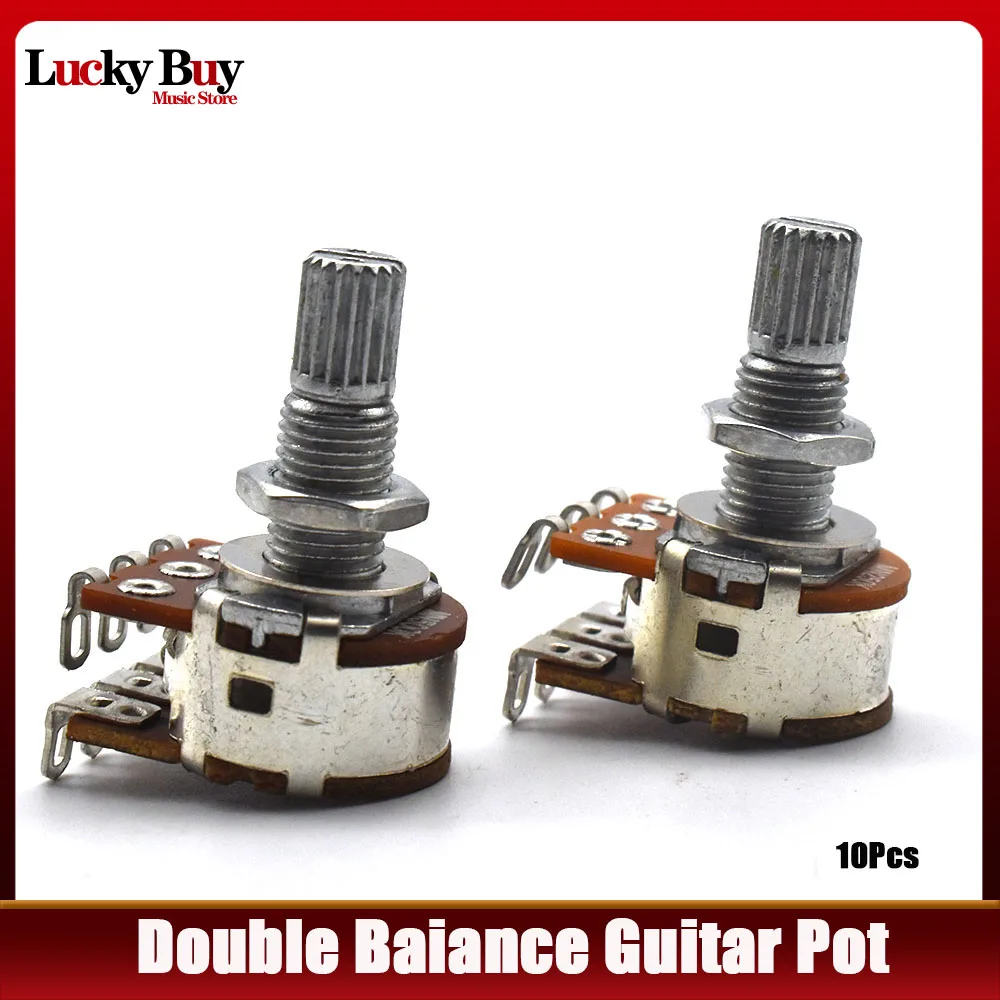 

10Pcs Dual MN250K MN500K Blend/Balance Pot Dual Taper Rotary Potentiometer 16mm Base