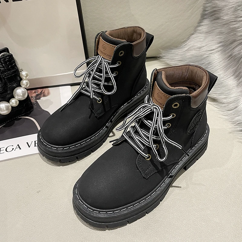 

Женские Модные Полуботинки на шнуровке, универсальные Полуботинки на толстой подошве, 2022