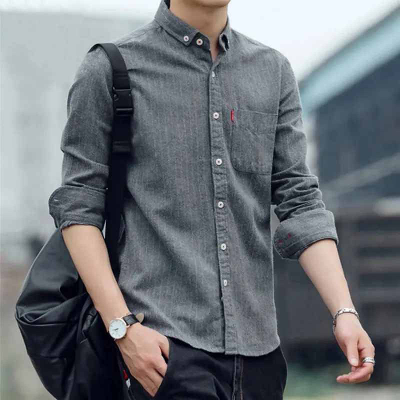Striped Shirts Mens Casual Shirts Stand Collar Slim Shirts Long Sleeves Stripes Cardigan Men Lightweight Coat Elegant Streetwear