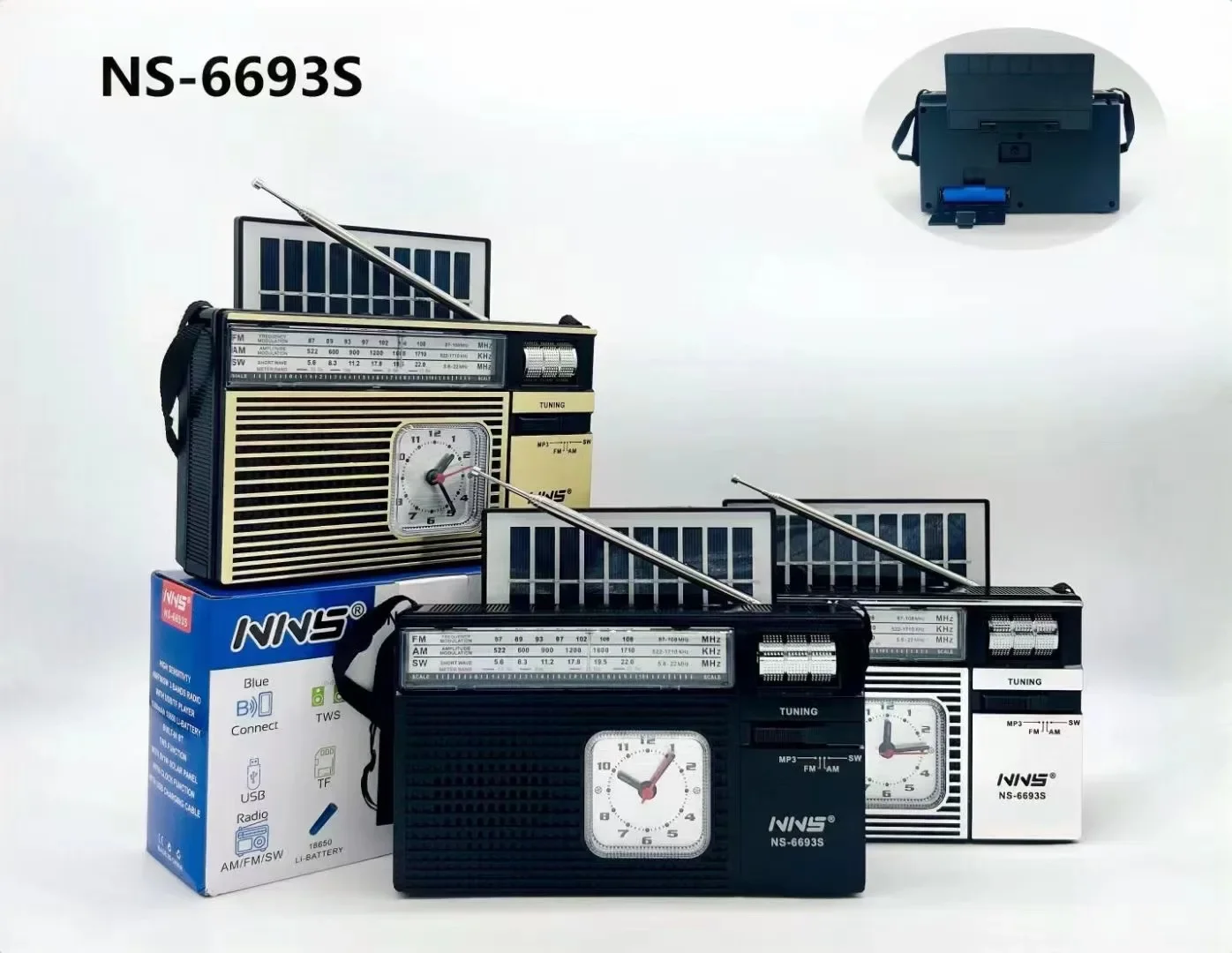 NNS NS-6693S FM AM SW перезаряжаемая радио беспроводной зубчатый динамик с USB SD TF Mp3-плеер