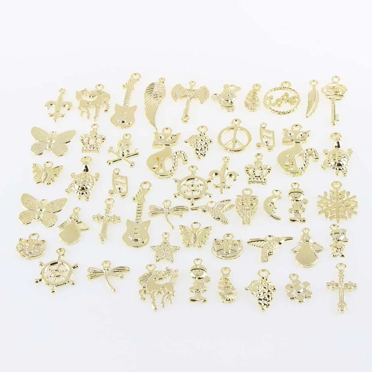 

2 Sets 50-piece Different Styles Alloy Pendant Mixed Set for DIY Bracelets Components Jewelry Accessories Supplies 4 Colors