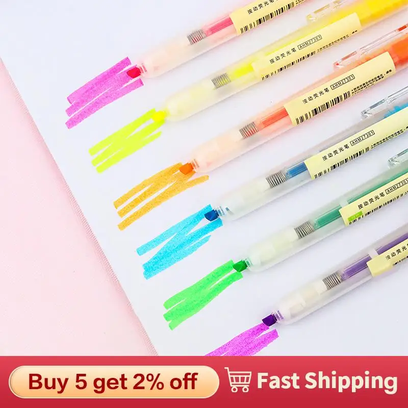 

1 шт. маркер для заметок для учеников, грубая цветная маркерная ручка для заметок, ручка для учетной записи с нажимным типом