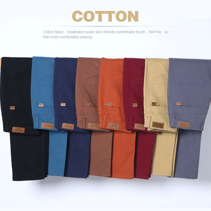 Classic Men's Kaki Casual Pants  New Business Fasion Slim Fit Cotton Stretc Trousers Male Brand Clotin