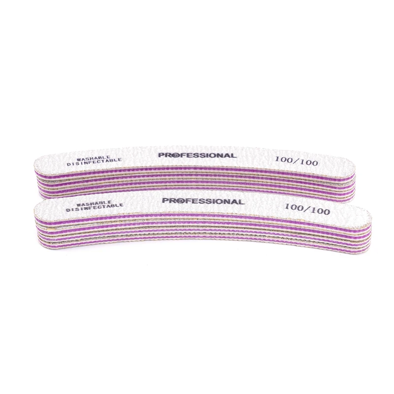 

10 Pcs/lot Curved Nail File 100/100 Acrylic UV Gel Polish Mail Nail Files Buffer Buffing Manicure Set Beauty Tools Accessories