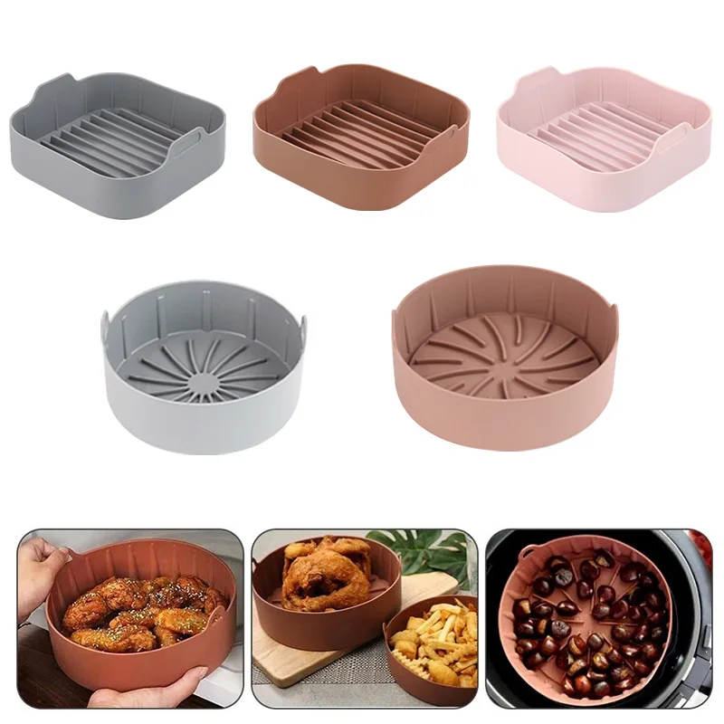 

Air Fryer Silicone Grill Pan Multi-purpose Silicone Mat Reusable Baking Pan To Bake Pancake Pads and Accessories