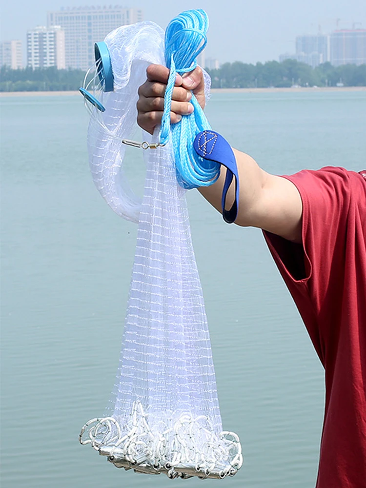 

Cast Mesh Throw Fishing Net American Style Monofilament Fishermen Large Practical Wear Resistant Bait Trap No Tangling Outdoor