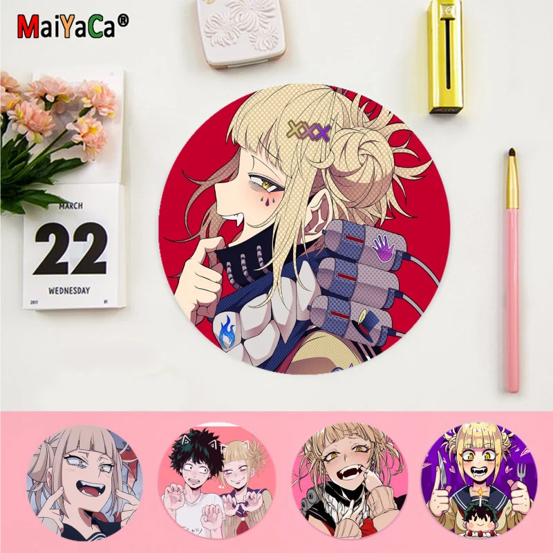 

Химико Тога круглый коврик для мыши на заказ, кожаный коврик для офисного стола, коврик для клавиатуры, подушка для ноутбука, Нескользящие аксессуары для офисного стола