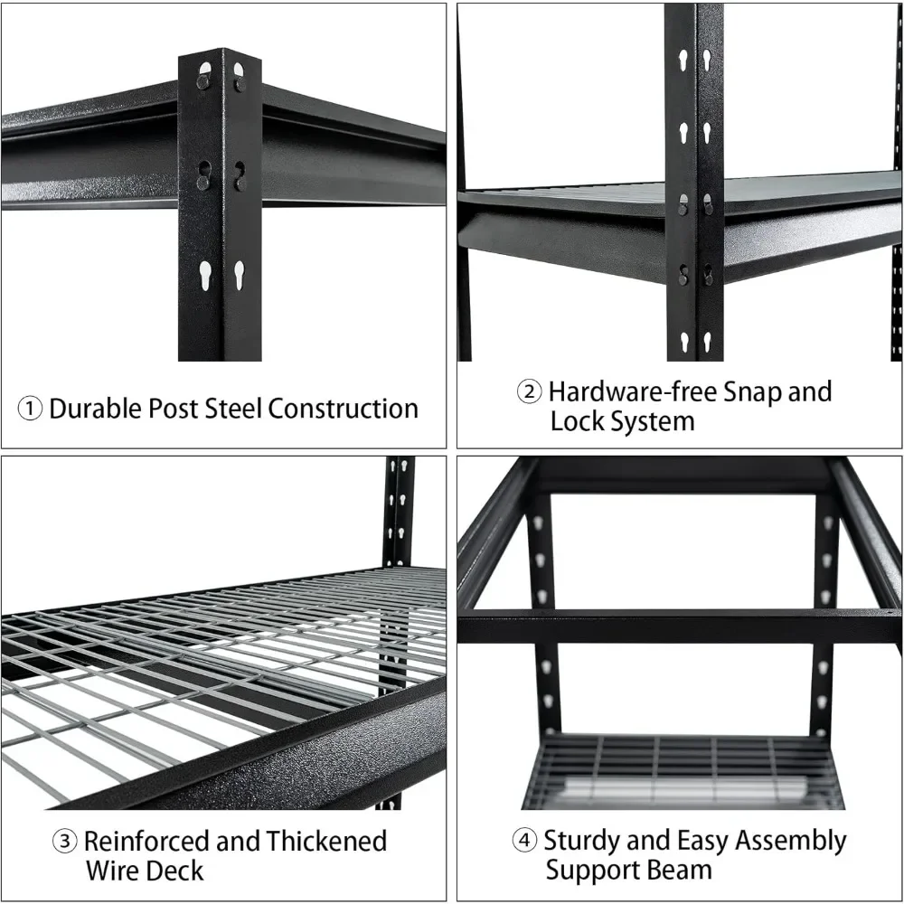 Сверхмощные гаражные стеллажи шириной 72 дюйма 8000 фунтов 4-х уровневые