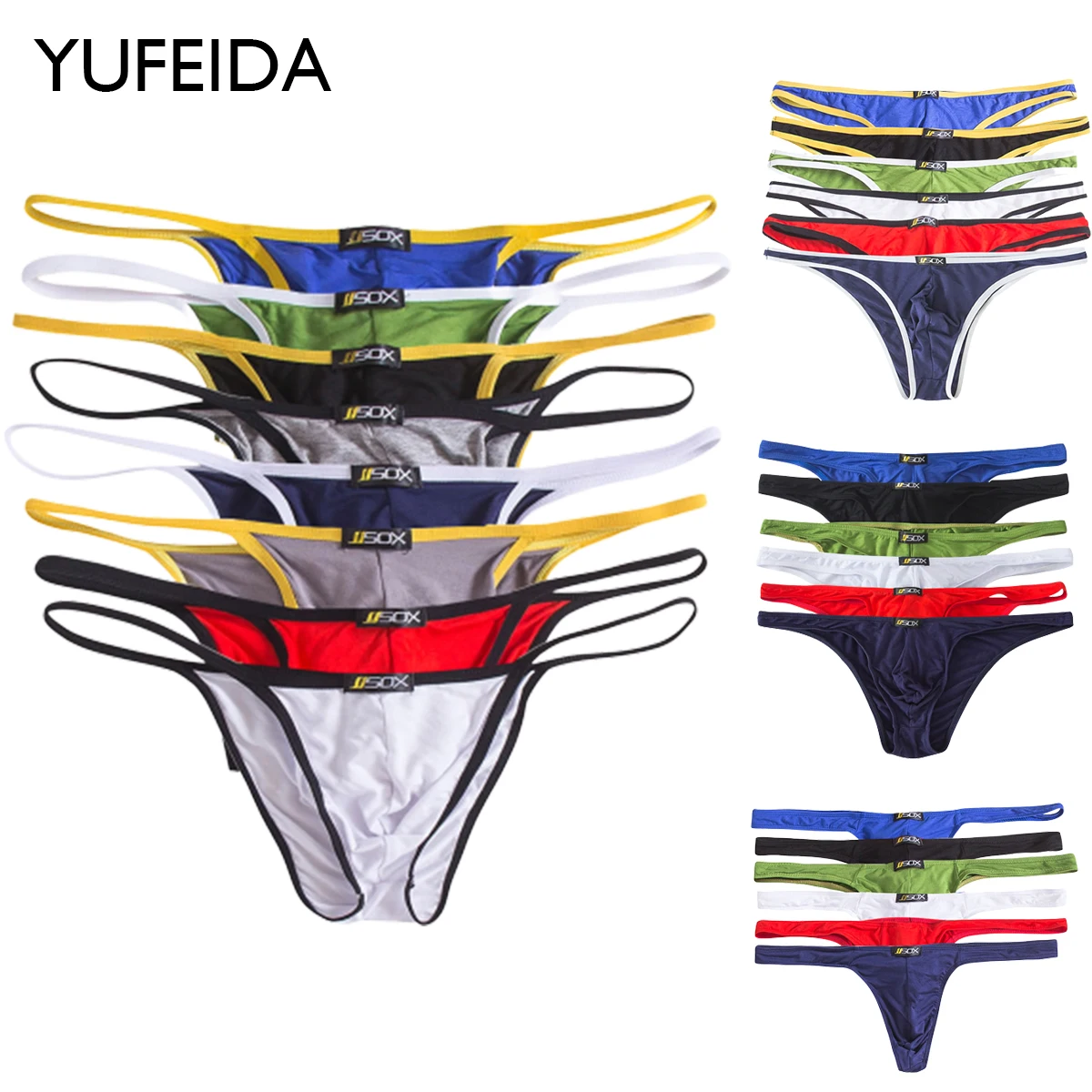 YUFEIDA 4/6/8pcs Men's Sexy Underwear Briefs Solid Color Soft Low Waist Brief Underpant Male Gay Penis Pouch Bikini Thongs Panty