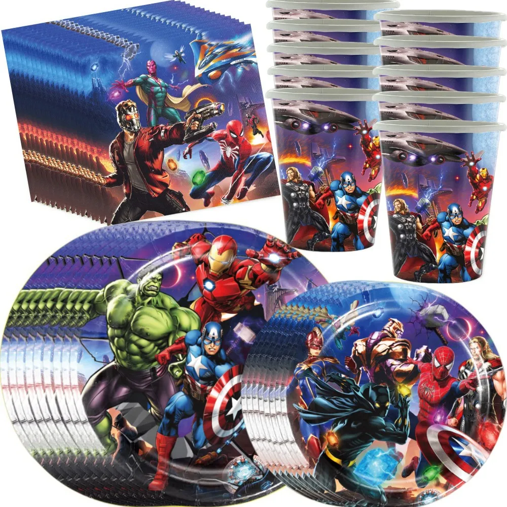 

The Avengers Birthday Party Decorations Superhero Balloon Kids Disposable Tableware Set Baby Shower Boys Birthday Party Supplies