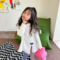 2022 girls t shirts solid color split baby girl cotton tees fashion long sleeve tops