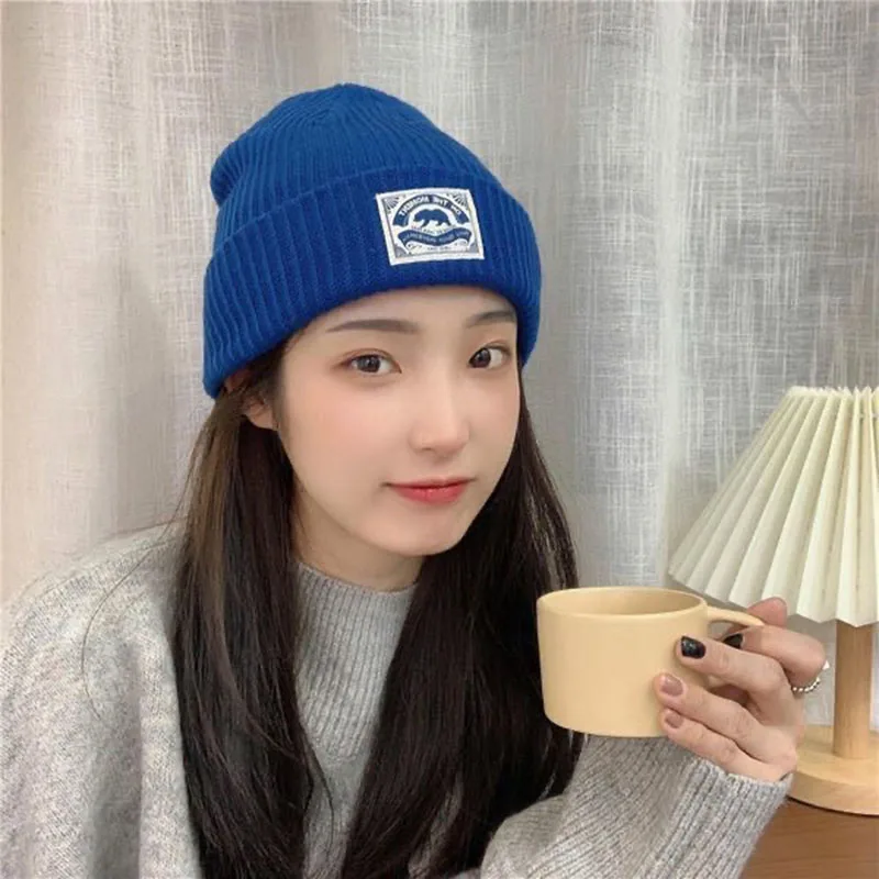 

Облегающая шапка для осени и зимы, женская теплая вязаная шапка, Мужская холодная шапка, женские Чепчики в Корейском стиле, однотонные шапочки, повседневные Модные парные шапки V9