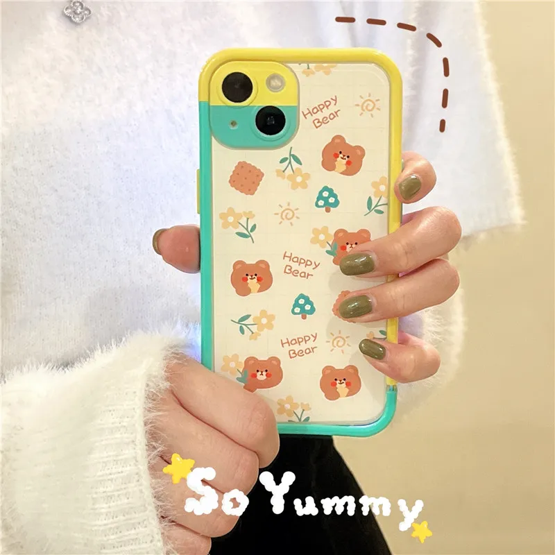

Luxury Cute Cartoon Colored border Cell Phone covers For iphone 13 pro max cases for 11 12 Pro XS Max XR X Shockproof soft shell
