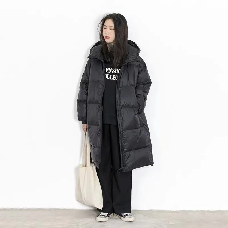 New 2023 Winter Oversized Vintage 90% Down Jackets Women's Clothing Winter Literary Hooded Long Parkas Coats Female Overcoats