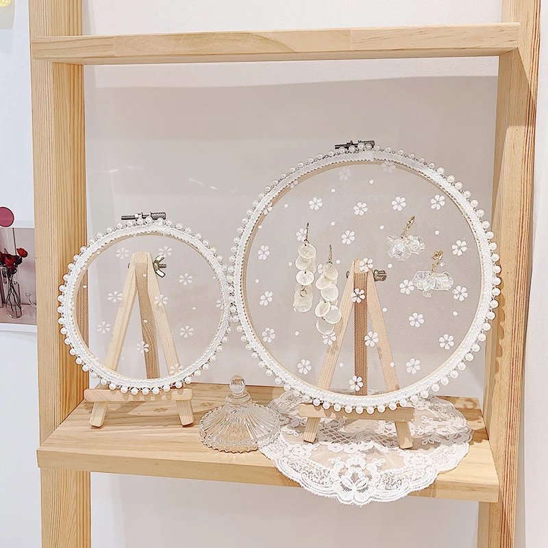 

Lace Jewelry Storage Rack Earring Insert Display Stand Creative Ladies Jewelry Storage Bathroom Vanity Tops Organizer Girl Gift