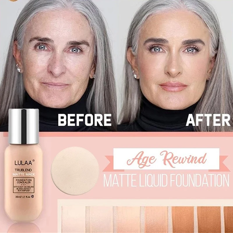 

Age Back Foundation Base Makeup Age Rewind Matte Liquid Foundation Full Coverage Concealer Waterproof Matte Foundation For Women