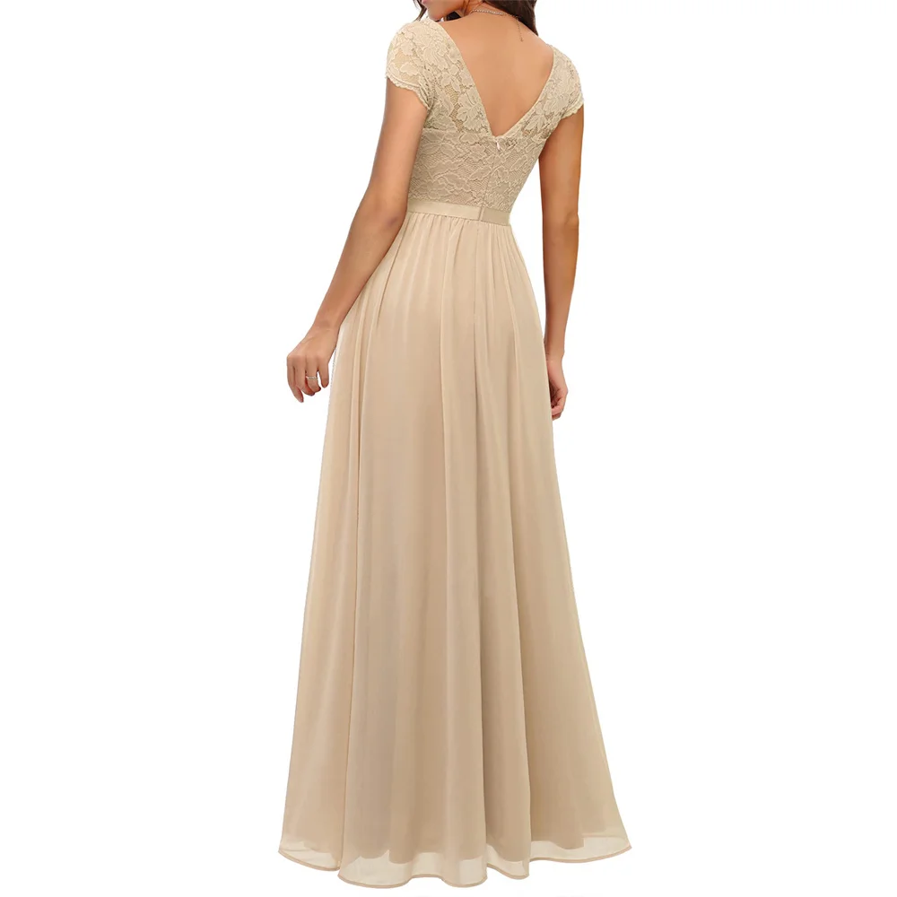 Женское кружевное вечернее платье макси элегантные платья с V-образным вырезом