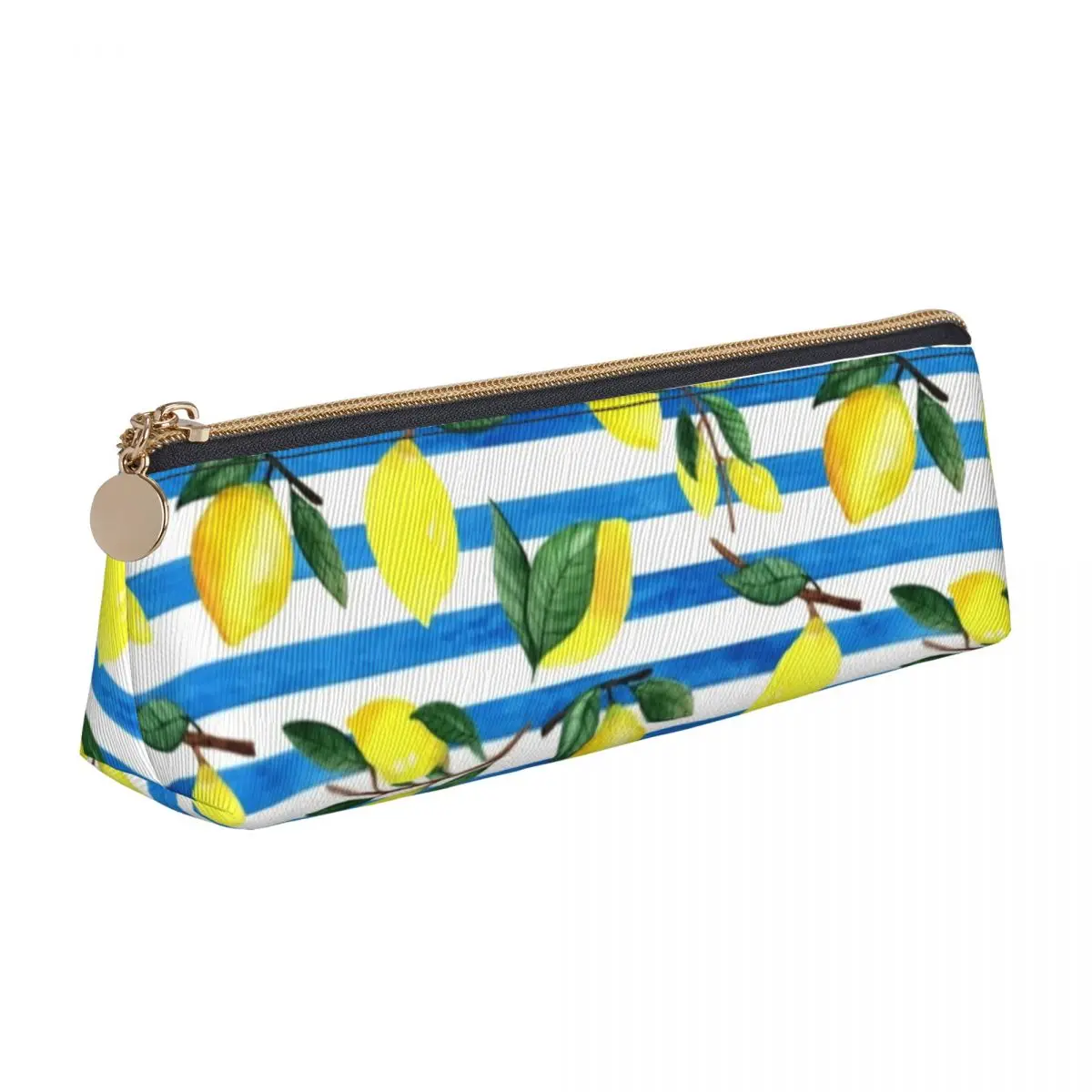 Эстетический пенал с акварелью и фруктами сумка-карандаш лимоном в полоску