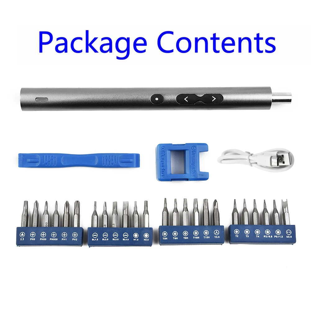 

28 In 1 Cordless Electric Power Magnetic Screwdriver Repair Tool W/LED Mini Bits For Home Appliances Electronics Handhold Device