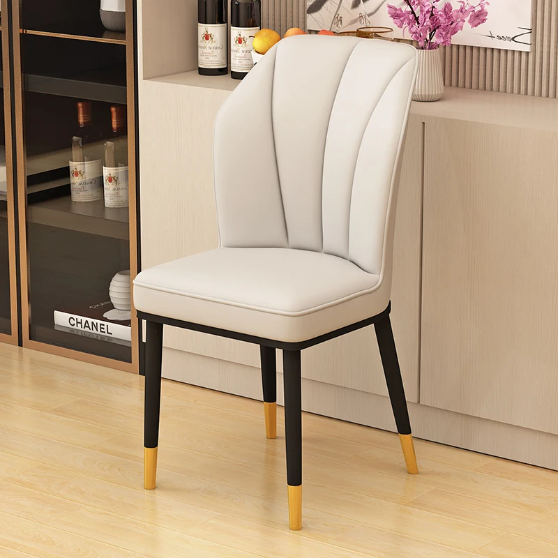 

Белые обеденные стулья, современные черные металлические ножки, скандинавский кожаный пол, стул для спальни, мебель для дома