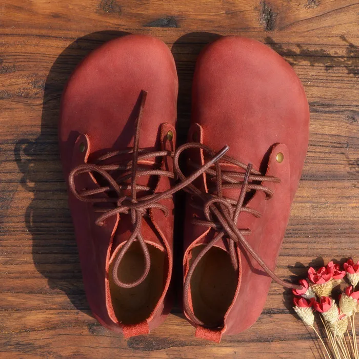 Careaymade-Genuine Leather women's shoes Crazy Horse Leather single shoes high top cork shoes big head shoes handmade size 35-45