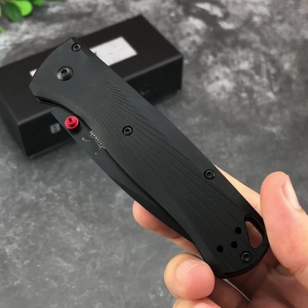 Фото НОВЫЙ складной нож Pocket BM 535BK-4 Bugout с черным DLC-покрытием клинка M390, рукоять из обработанного алюминия, инструмент для кемпинга и повседневного использования (EDC) №1