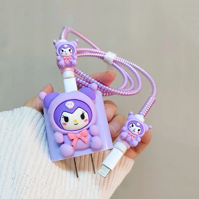 

Набор защитных кабелей Kawaii Sanrio Hello Kittys Apple 18 20 Вт мультяшный Kuromi Cinnamoroll Usb мягкий протектор для Iphone 13 12 11