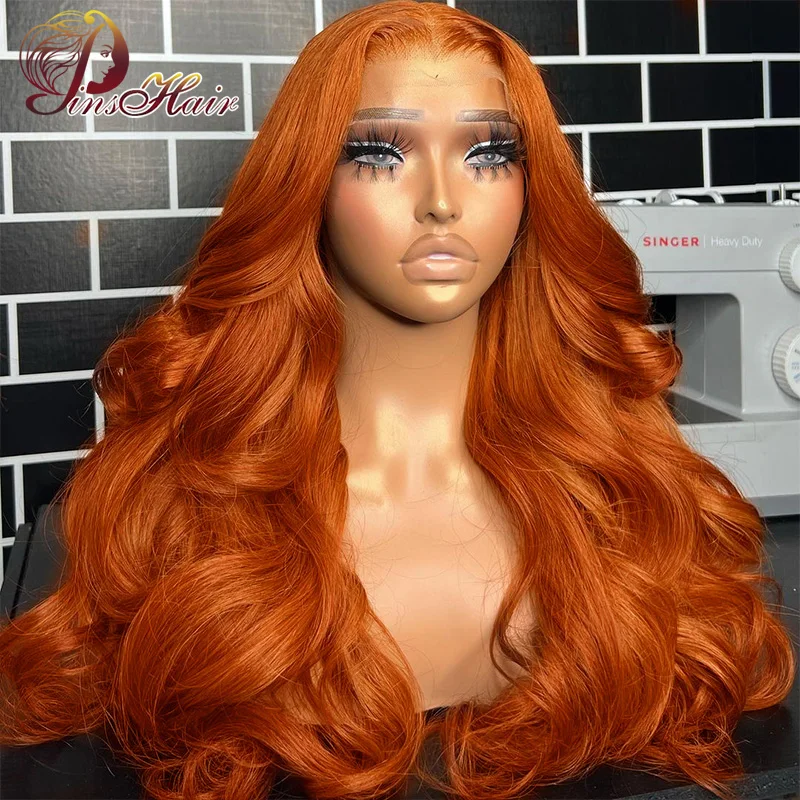 Orange Ginger Lace Front Human Hair Wigs 13X4 Colored Body Wave Lace Front Wig Pre Pluck Transparent Lace Frontal Wigs For Women