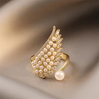 2022 korea new luxury pearl zircon open adjustable rings womens fashion unusual jewelry exquisite gifts
