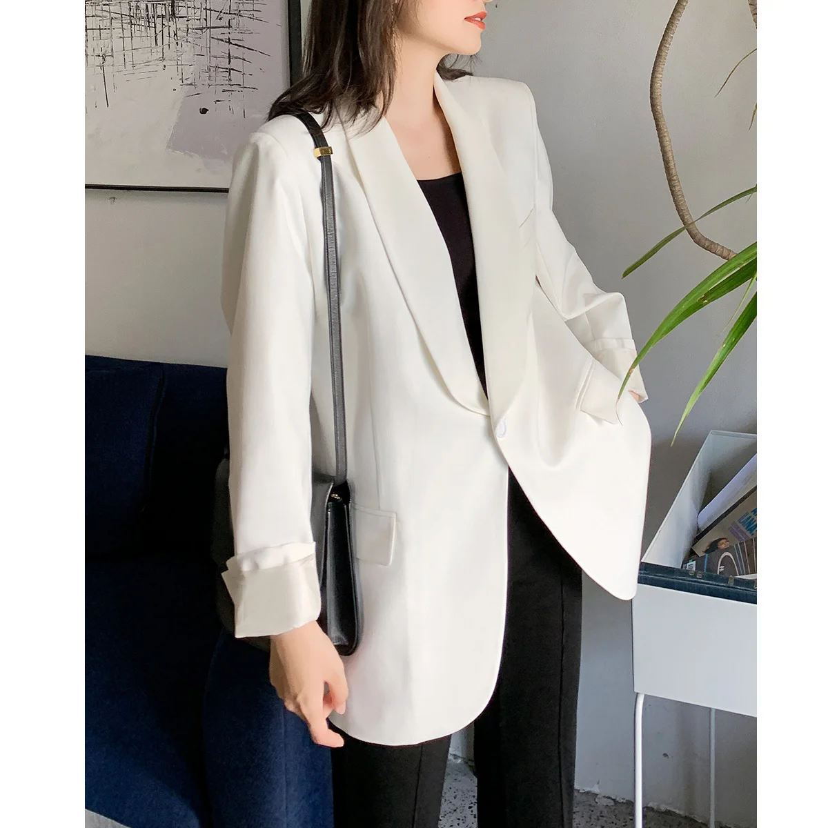 

Blazer White Jacket Casual Female Spring 2023 New Loose Suit Jacket Outfit For Women Suit Coat Ladies Outerwear