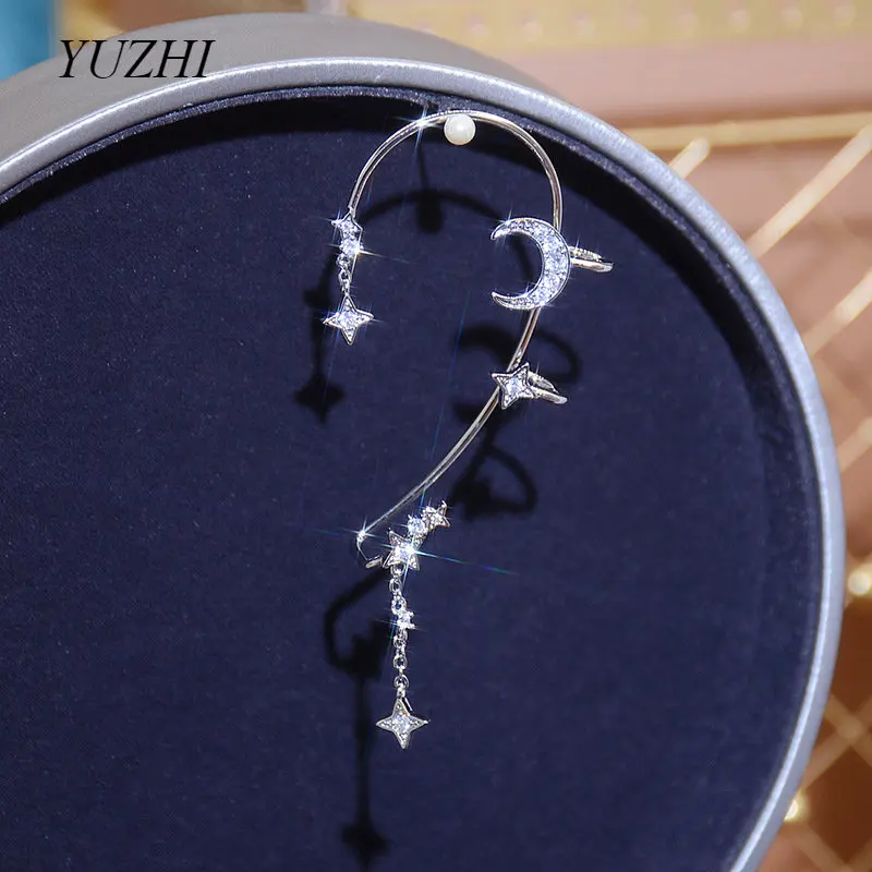 

Korean Micro Pave Moon Star Ear Cuff Earrings Personality 2022 New Fashion Jewelry Earrings Wholesale