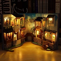 diy book nook shelf insert kits miniature dollhouse with furniture roombox bookends model building toys girls gifts home decor