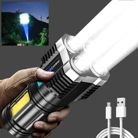4 heads ultra bright flashlight usb rechargeable long range outdoor torch quad core bright led flashlight for camping household