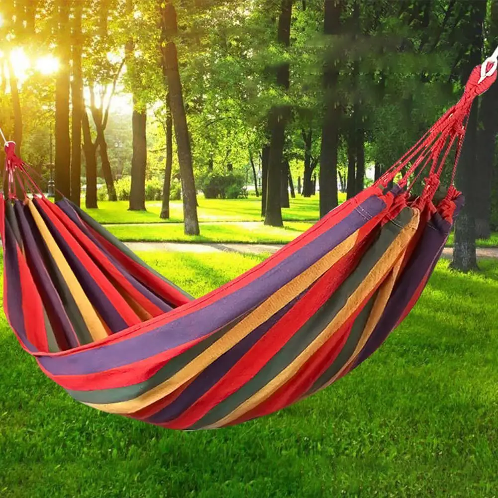 

Outdoor hammock Portable garden hammock Sports home hammock Twin Canvas swing camping striped Travel G5O6