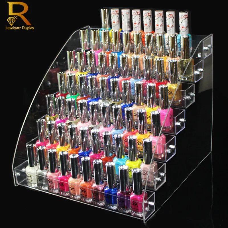 Acrylic 2/3/4/5/6/7 layers Nail Polish Display Stand Clear Cosmetic  Display Rack Holder Essential Oil Bottle Organizer Storage