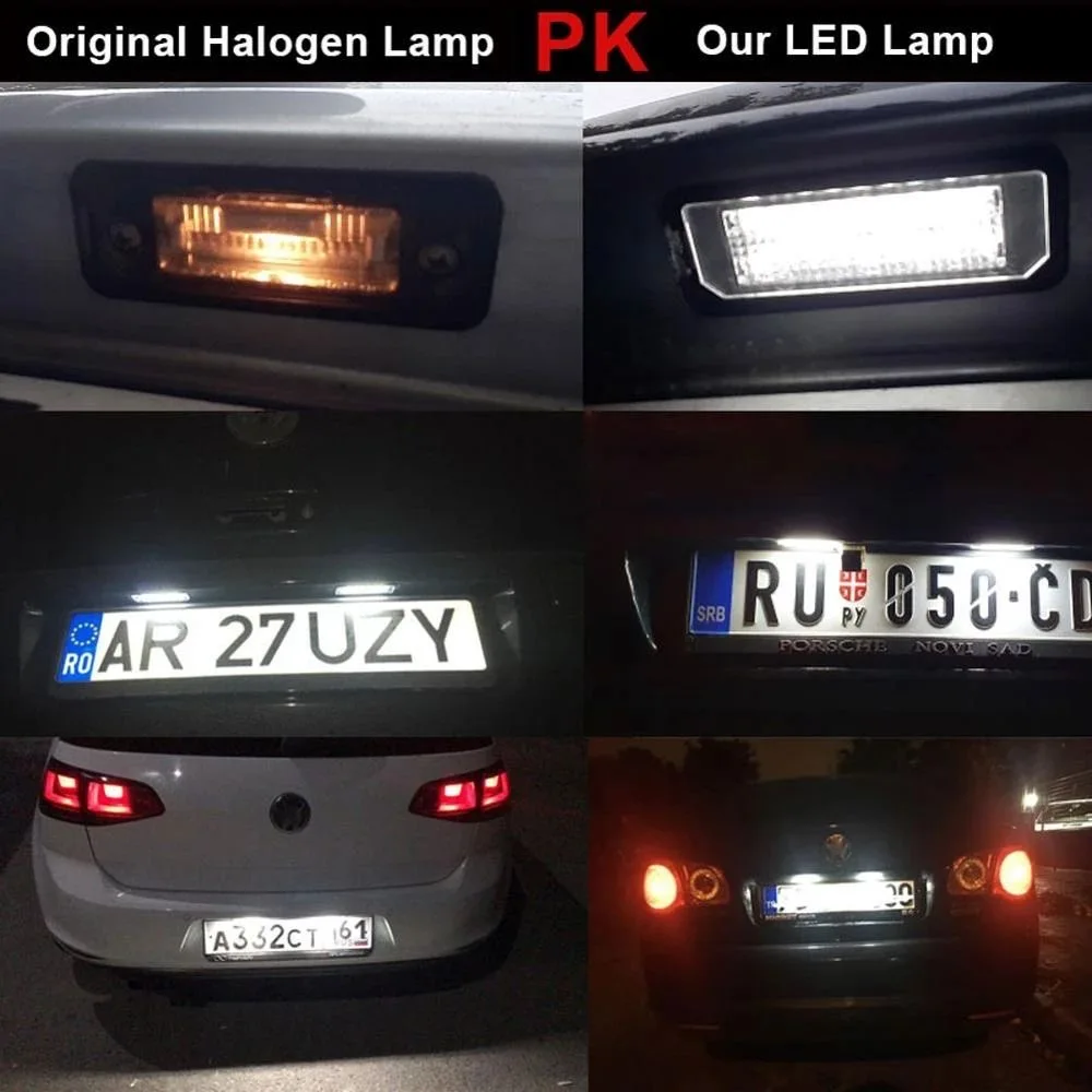 Фото 2 шт. для Citroen C2 C3 C5 C6 C8 и Peugeot 106 1007 207 CC 307 308 3008 406 508 607 LED подсветка номерного знака задняя Canbus №1